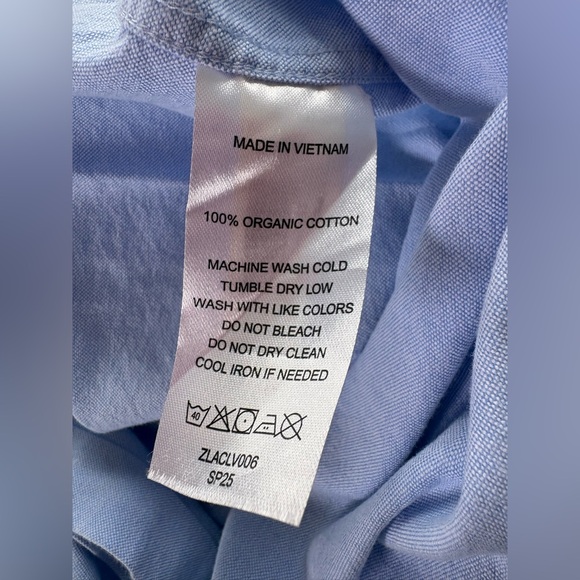 Quince Organic Cotton Relaxed Oxford Shirt Pale Blue Medium Button Down Top - Picture 12 of 13